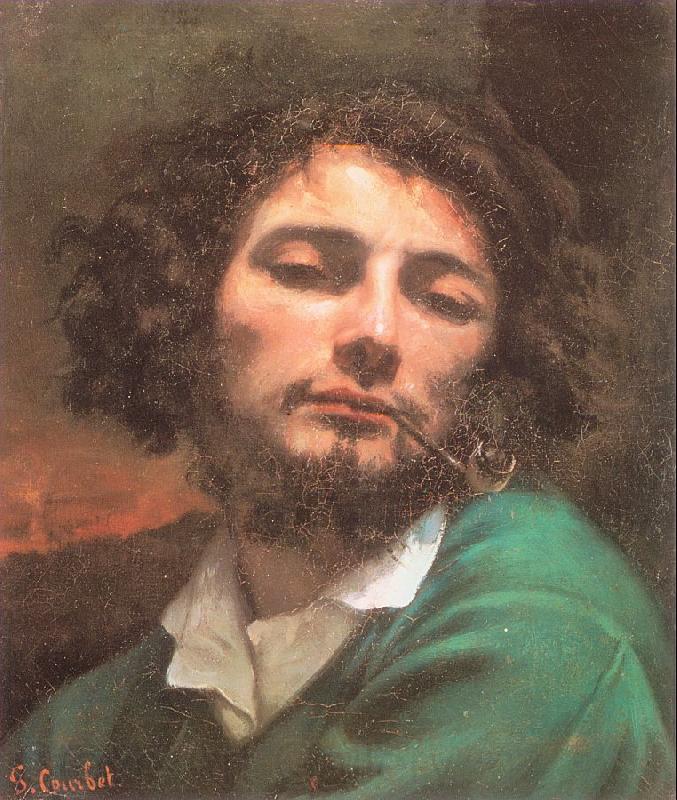 Courbet, Gustave Self-Portrait (Man with a Pipe) France oil painting art